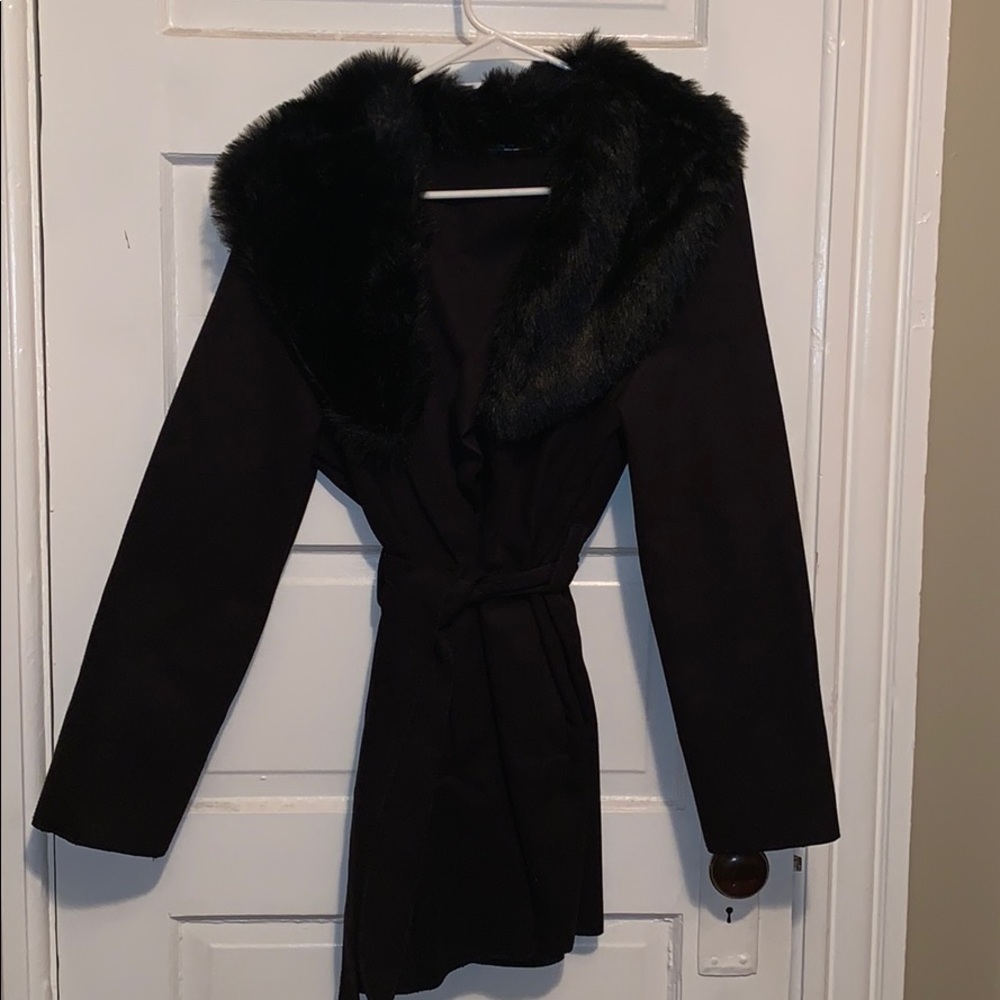 Black fur coat